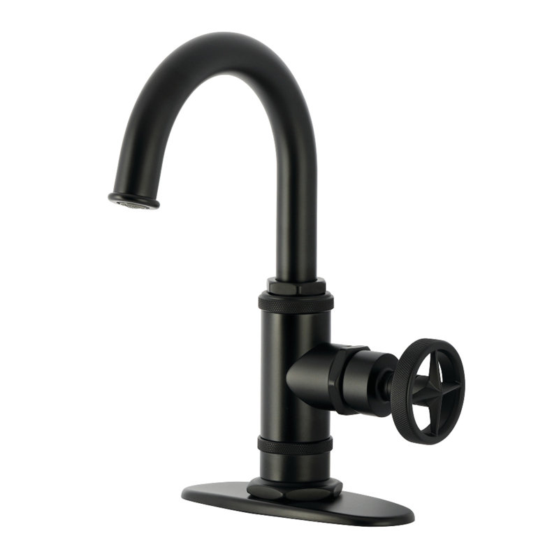 Robinet de salle de bain à poignée simple 1 trou Kingston Brass, Noir mat