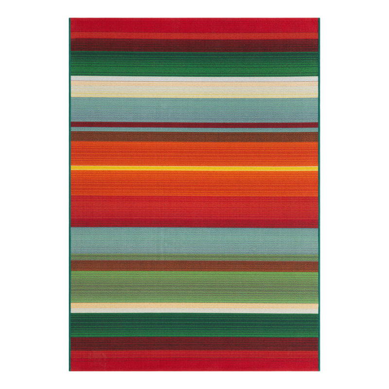 Tapis intérieur / extérieur à rayures Meliton - rouge / vert / bleu / orange, Rectangle 4pi x 6 pi