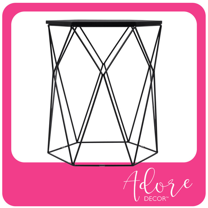 Black Geometric Metal Round Side Table