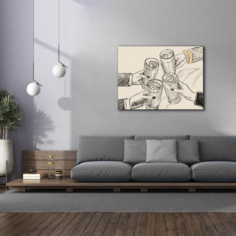 «Cheers People» par Andreas Magnusson, art mural sur toile, H 40 po x l 54 po x P 1,5 po