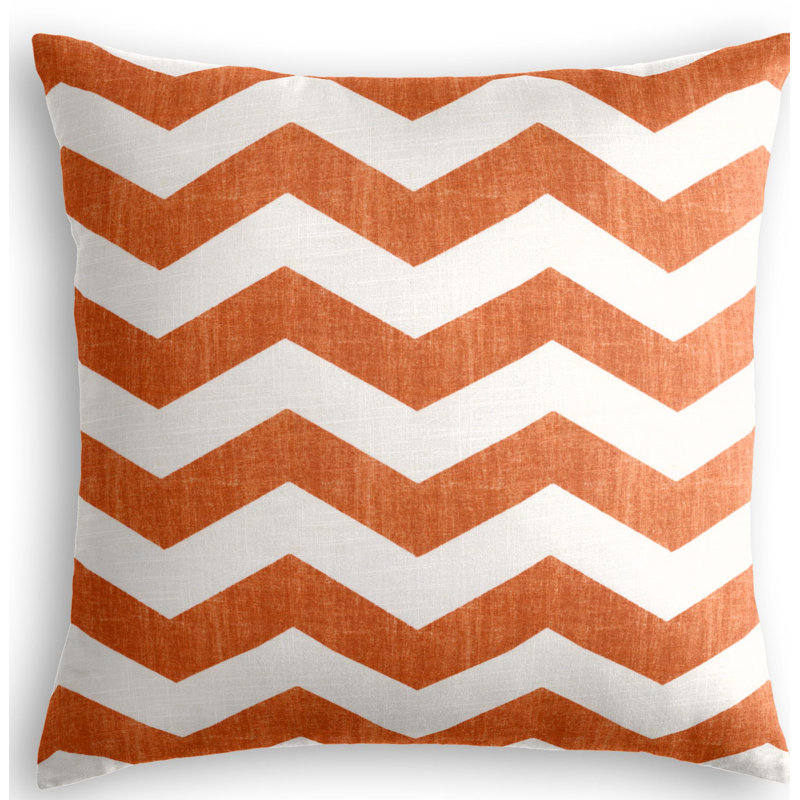 Live Wire Linen Square Pillow Cover & Insert, 22" x 22", Orange/Ivory