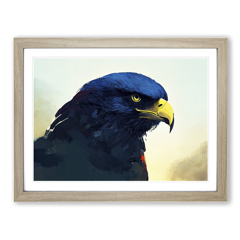 Eagle - Single Picture Frame Print, 25cm H x 34cm W x 2cm D, Oak Framed