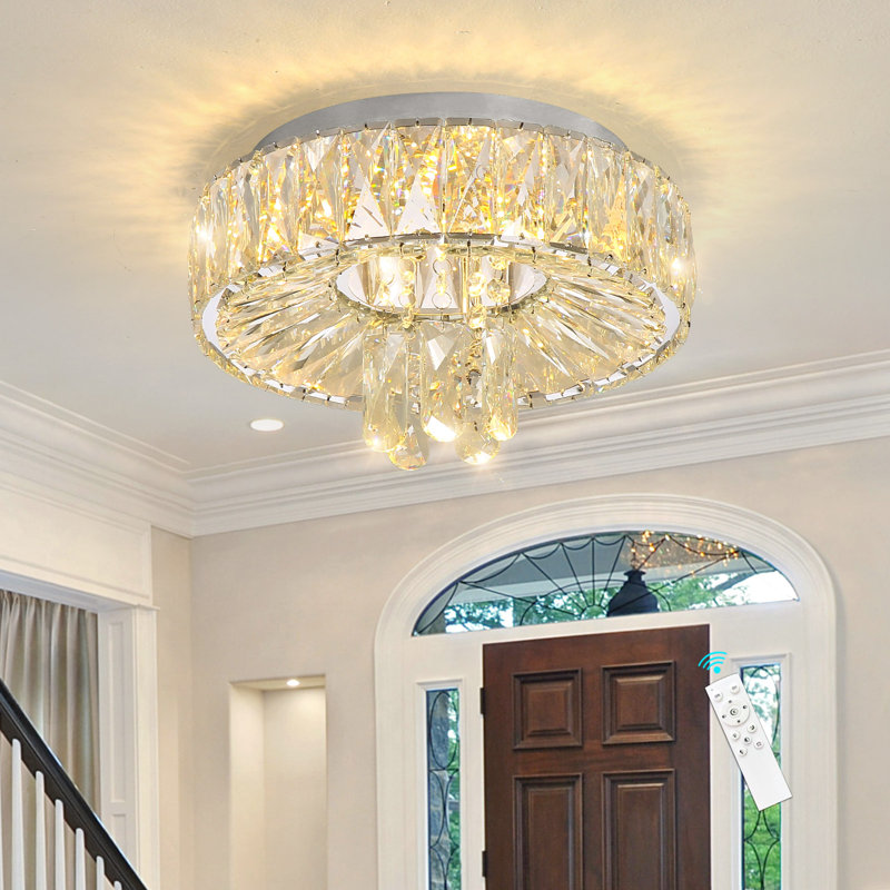 Modern Dimmable Crystal Chandelier, Silver
