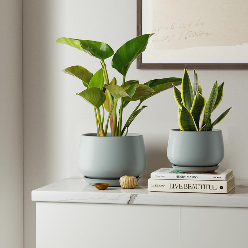Ceramic Plant Pots 4.1+5.1+6.5 inch, Gray