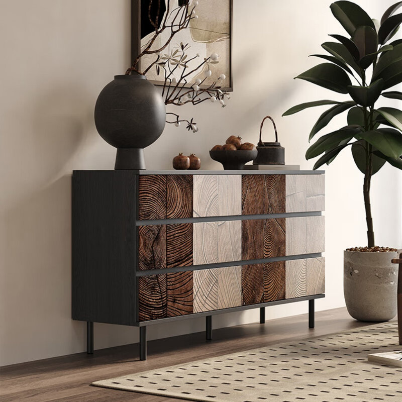Buffet rétro sculpté, 33.46" H x 62.99" W x 15.75" D