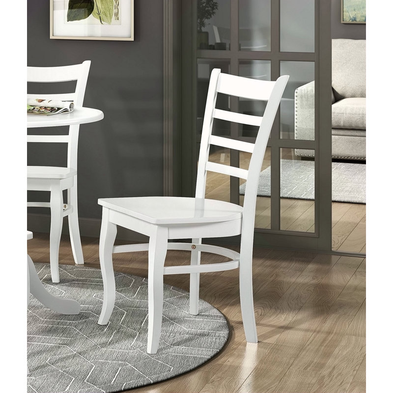 Ensemble de 2 chaises de salle à manger à finition échelle en bois blanc