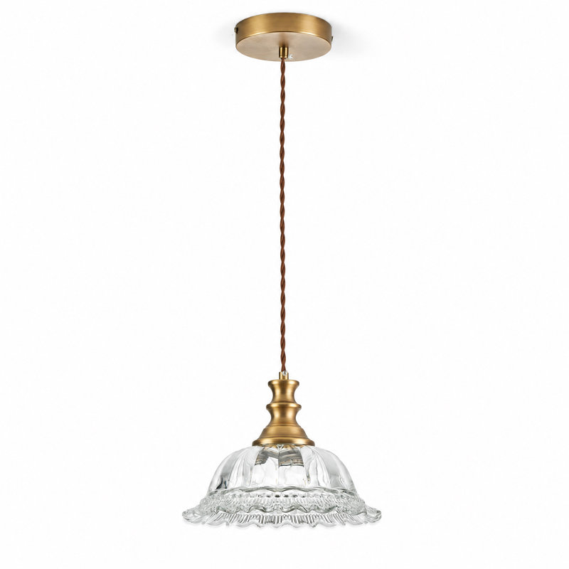 Luminaire suspendu en verre brossé de 9,45 po d'époque finition cuivre brossé Homologué UL, H 6,69 po x l 9,45 po x P 9,45 po