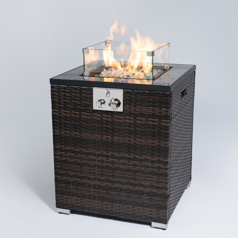24" 50000 BTU Square Steel Propane Fire Pit Table