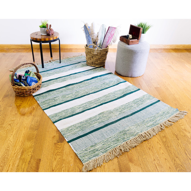 Covarrubias Cotton Striped Indoor Rug, Rectangle 2' x 3'