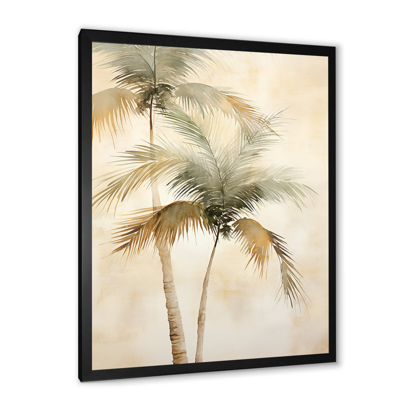 Rétro palmiers tropicaux rétro sur toile, Cadre noir, H 40 po x l 30 po x P 1,5 po