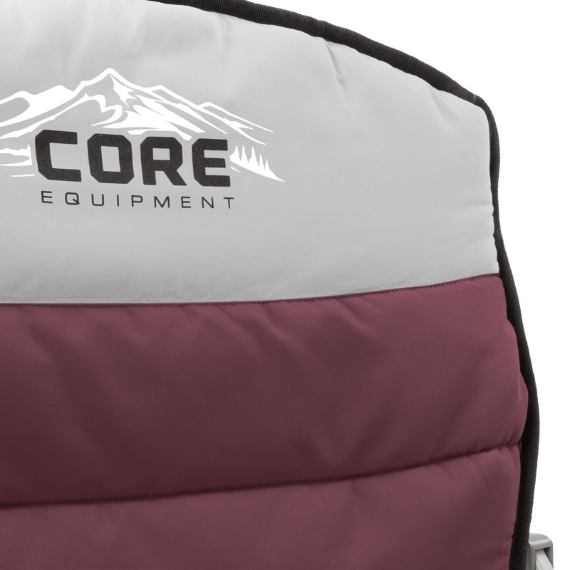 CORE 300 Pound Capacity Polyester Padded Hard Arm Chair with Carry Bag, Wine