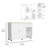 Kitchen Island Cart Victoria, Four Interior Shelves, Six Carters, One Drawer, Double Door Cabinet -White / Light Oak