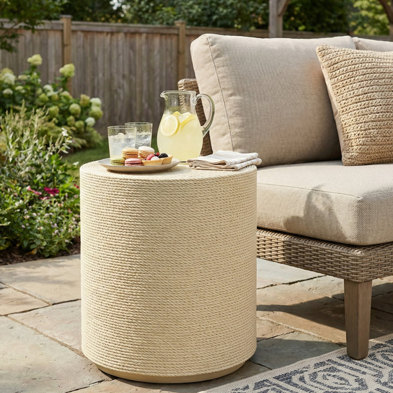 Table d'appoint cylindrique Mgo Sienna, Bois naturel
