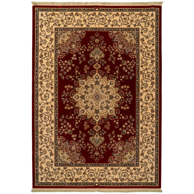 Tapis en laine rouge/beige oakland Cirro