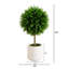2,5 pi Arbre topiaire en cèdre artificiel résistant aux rayons UV avec jardinière décorative blanche (intérieur / extérieur)