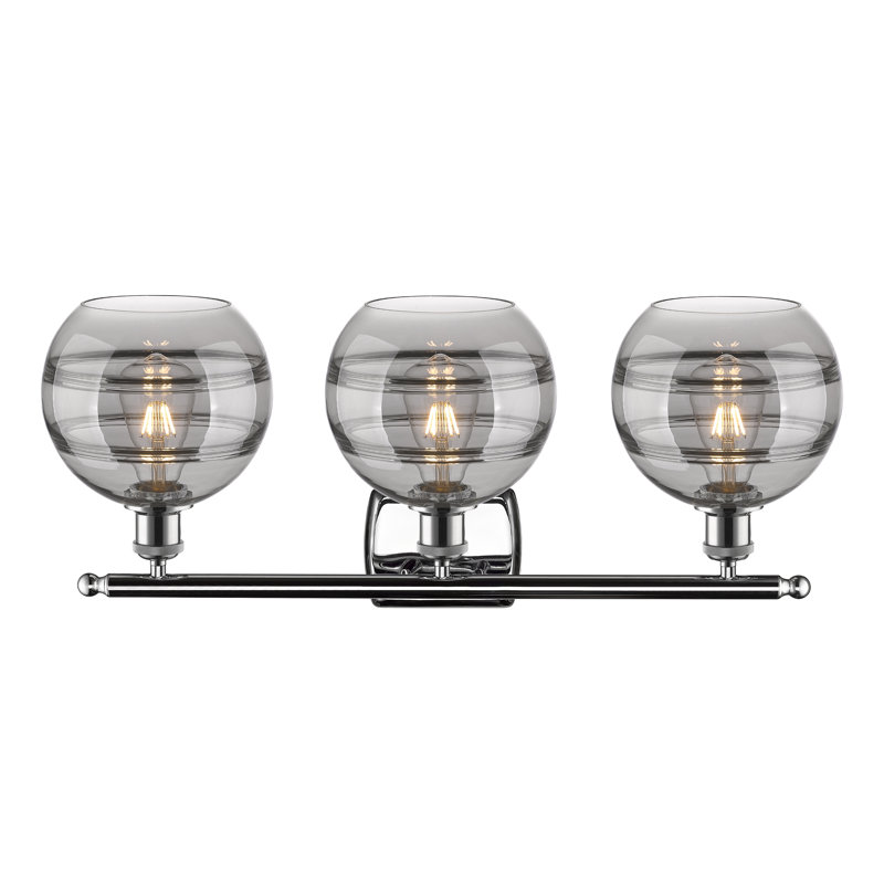 Éclairage pour meuble-lavabo 3 lumières Natick, Gris fumée clair, Chrome poli