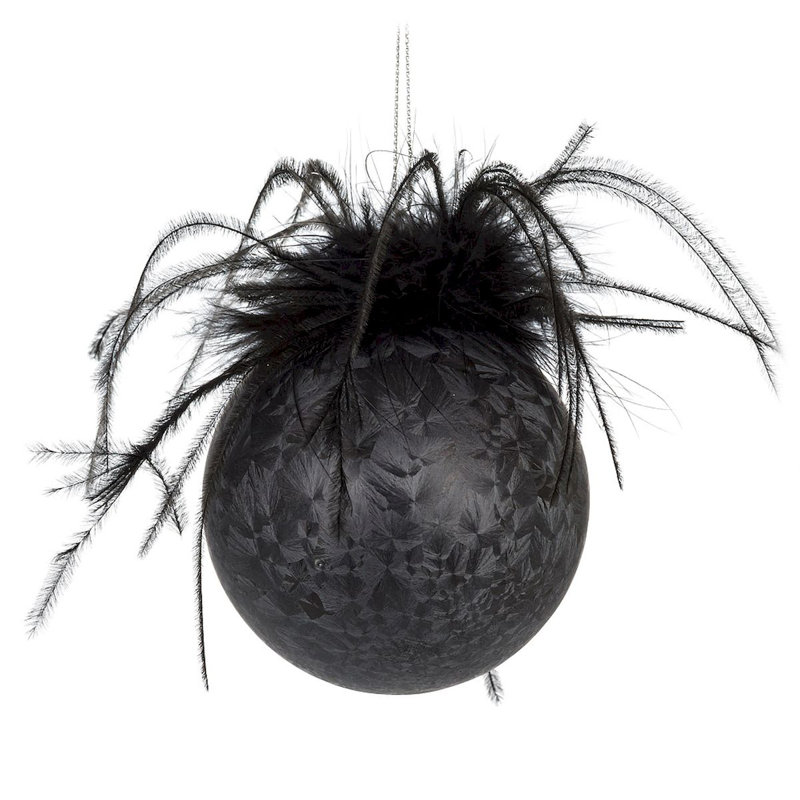 Boule de plumes de Boa sans motif ni couleur unie, Noir