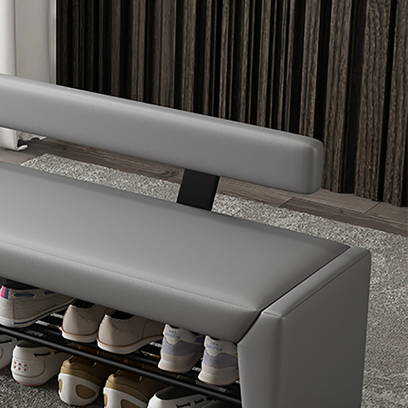 55.1in Shoe Change Stool With Backrest, Gray