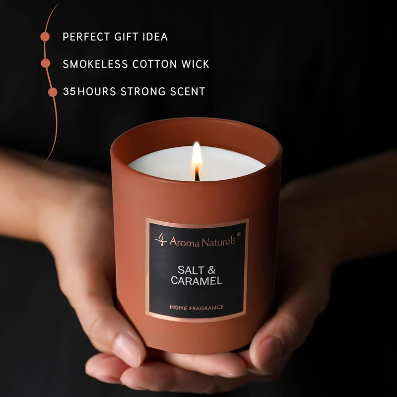 Salt & Caramel Scented Jar Candle with Glass Holder