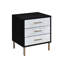 Table de chevet noire 3 avec pieds en métal et design élégant pour la chambre à coucher 3 tiroirs modernes en noir, argent doré