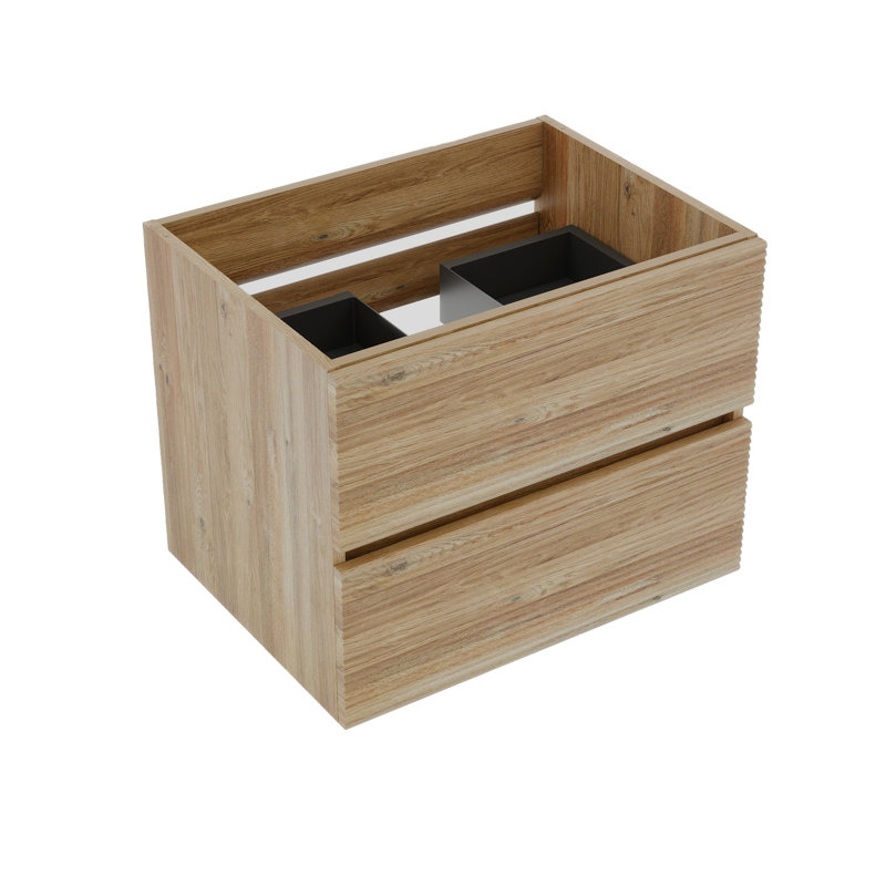 Armoire de meuble-lavabo moderne en chêne avec tiroirs doubles, fixation murale pour espaces compacts