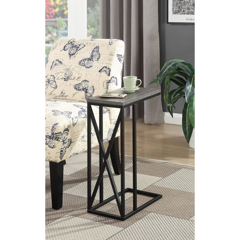 Adreauna 24.25'' Tall C End Table, Weathered Gray Top/Black Base
