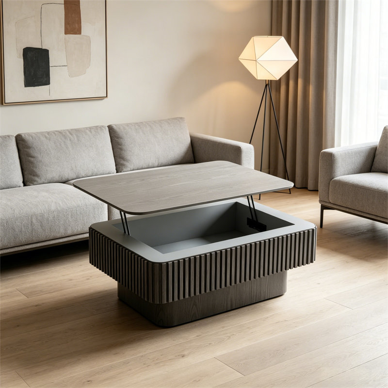 Table basse à plateau relevable cannelé 38,6 po