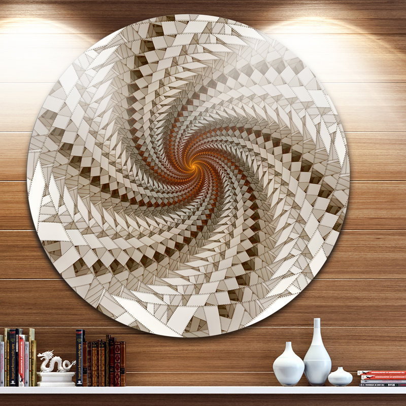 « white fractal spirale pattern », impression sur métal, H 23 po x l 23 po x P 1 po