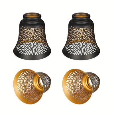 Ensemble de 4 globes de rechange pour ventilateur de plafond, ensemble de 4 abat-jour de globes de rechange à motif de chrysanthème avec ajusteur 1-5 / 8 ", hauteur 4,5" et diamètre 4-3 / 4 ", couvercle en métal pour lampe murale suspendue