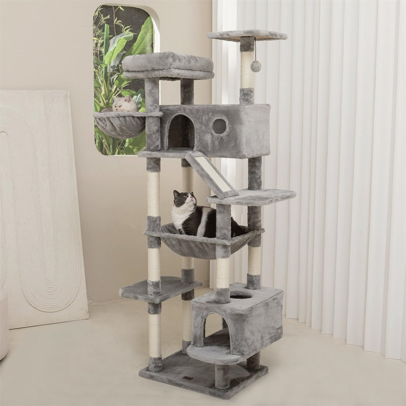 Arbre à chat H 72,99 po Eustach, Gris clair