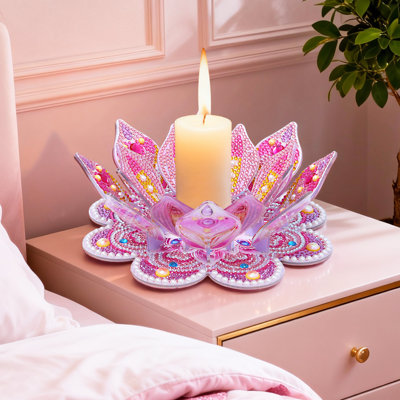 DIY Crystal Lotus Aroma Ornament & Candle Holder Set