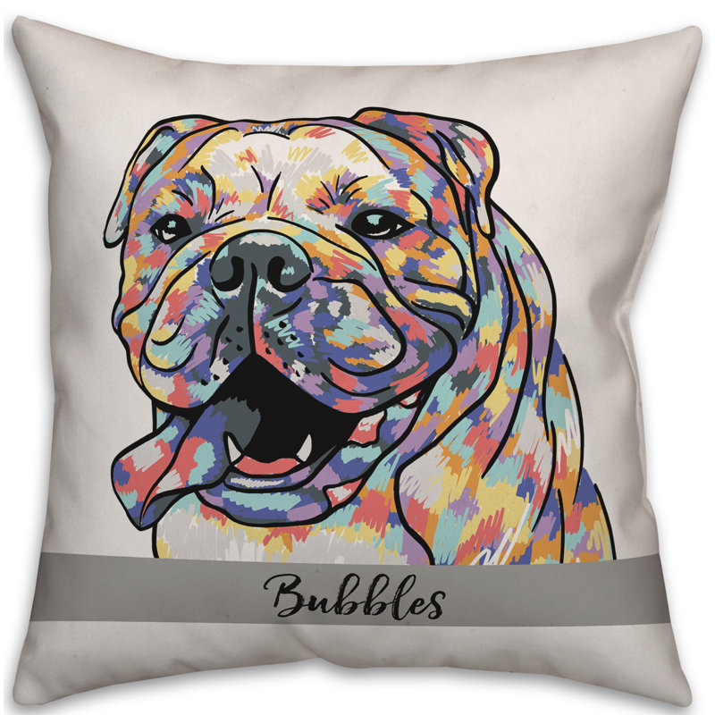  Coussin Bulldog à personnaliser, 20 po x 20 po, Pas de bourre