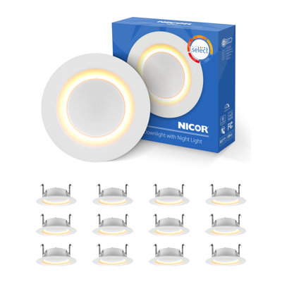 4" White Selectable LED Downlight With Night Light Feature (12-Pack)