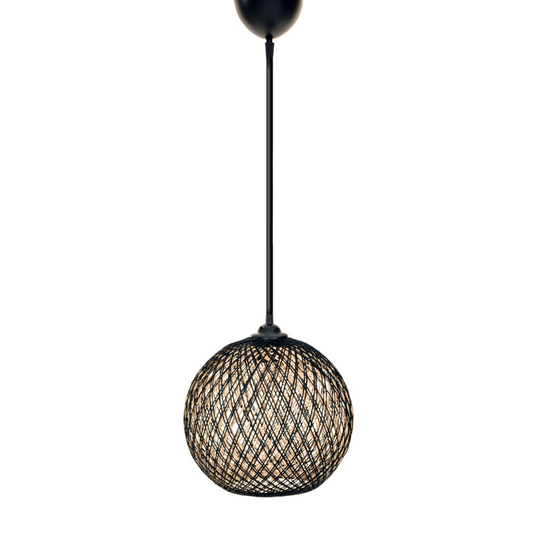 Lustre en jute fait à la main, style bohémien, 8,7 po x 9,4 po | Câble réglable, hauteur totale: 21,7 pouces | Douille E27, 40 W maximum | Parfait pour le salon, la chambre à coucher ou la salle à manger, solution d'éclairage unique et élégante