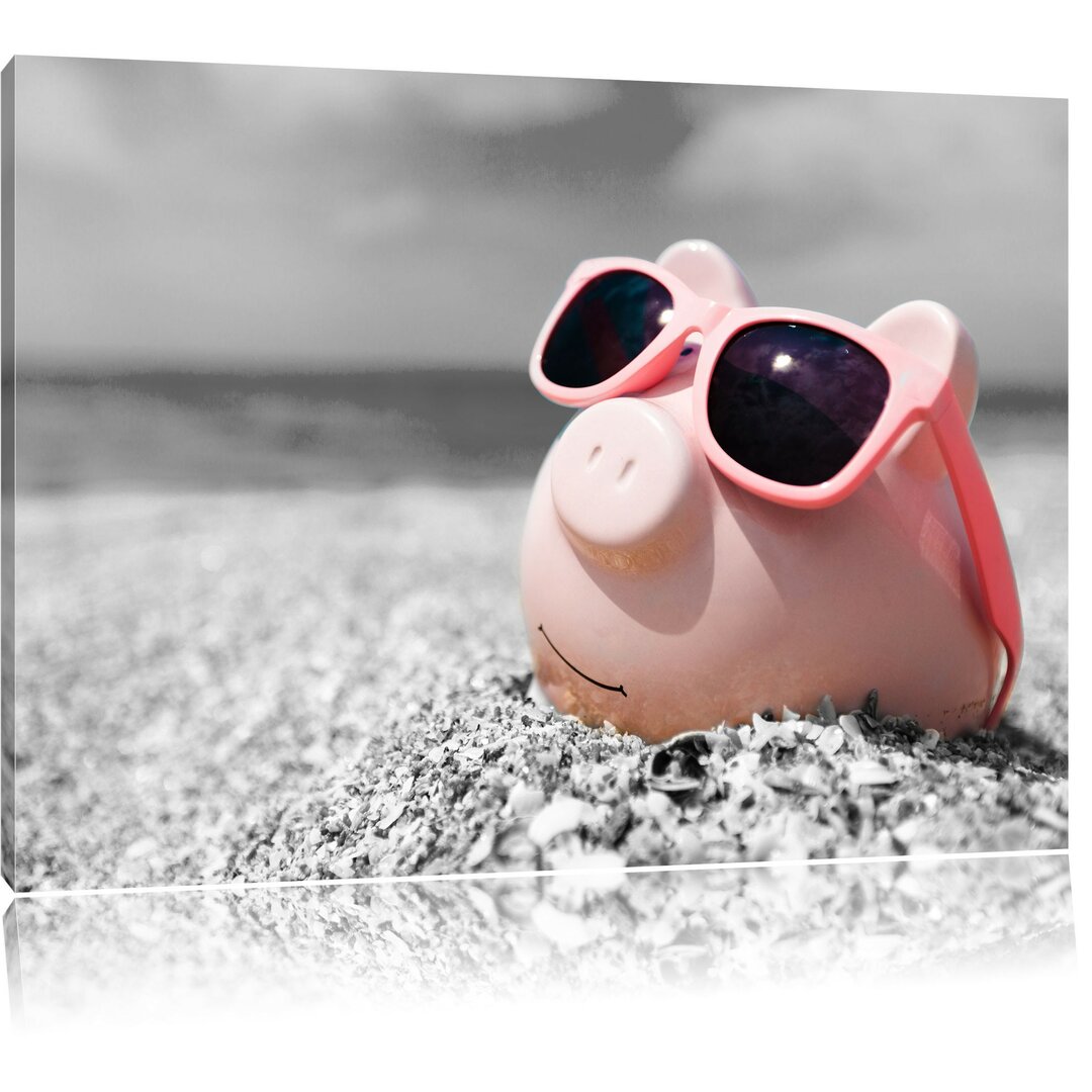 Leinwandbild Sparschwein Sonnenbrille