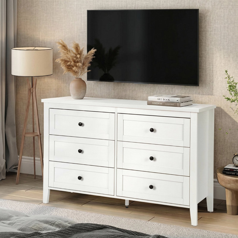 Commode 6 tiroirs Kostival, Blanc