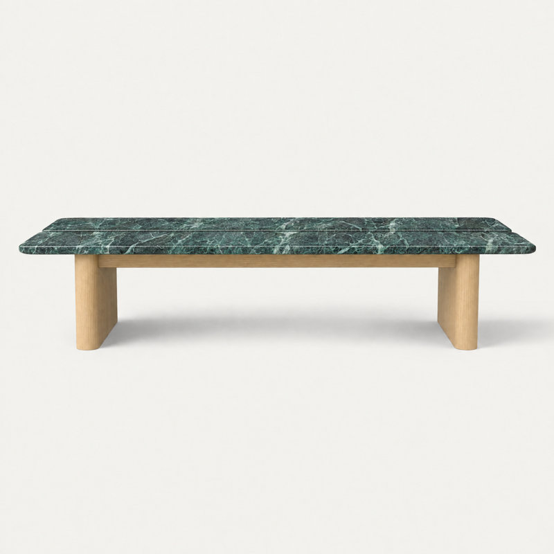 Gasher Rectangular Coffee Table, Verde Alpi Marble / Natural Oak