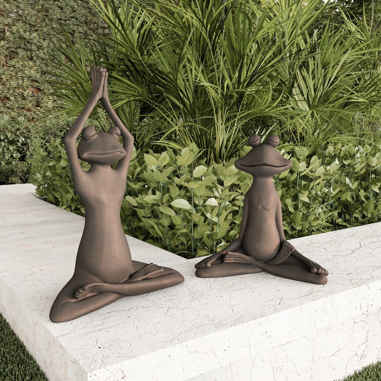 August Grove® Laird Meditating Frog Yard Statue - Zen Yoga Resin