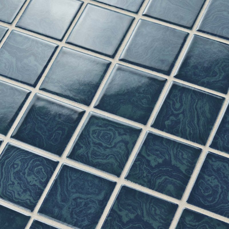 Resort 2" x 2" Porcelain Grid Mosaic Tile, Coral Blue