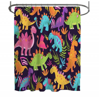 Rideau de douche Dinosaurs - Illustration pour enfants, décor de salle de bain_13295