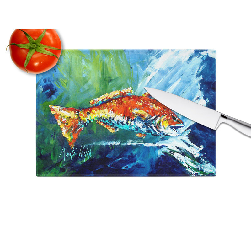 Break Through Red Fish Glass Cutting Board