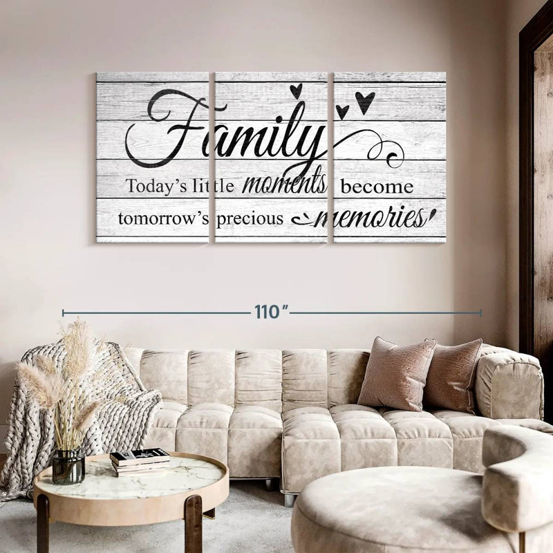 " Family Moments Typography " 3 Piece Art Set, 45" H x 92" W x 1.25" D