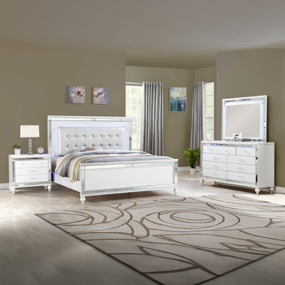 Denard Upholstered Standard 4 Piece Bedroom Set