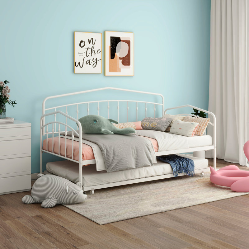 Lit de jour simple avec lit gigogne Fox, Blanc
