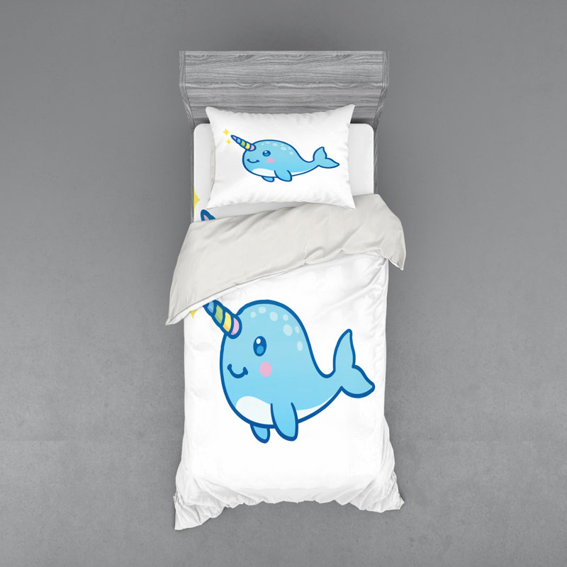 Ensemble de housse de couette narwhal, Housse de couette simple + 6 pièces supplémentai