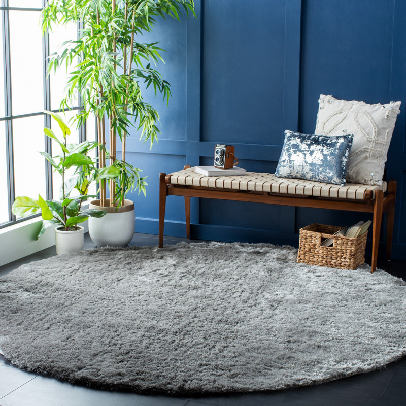 Annike Handmade Tufted Gray Area Rug, Round 7'