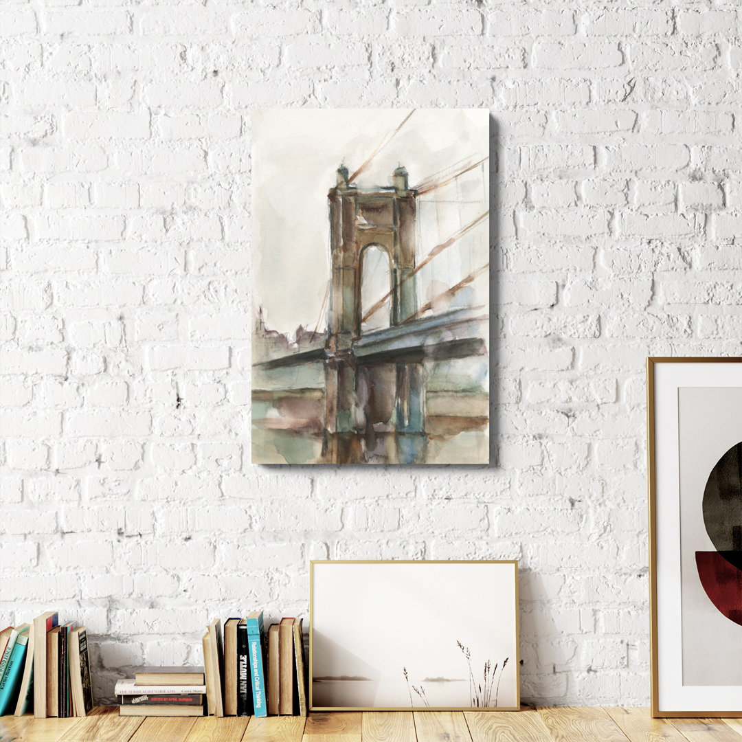 " Bridge At Sunset I " by Ethan Harper Painting Print Steelside™ 