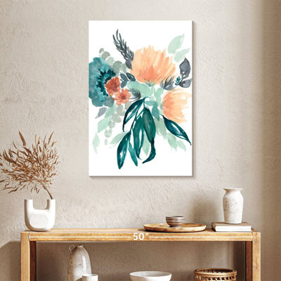 Bouquet Harnek bleu sarcelle et pêche I