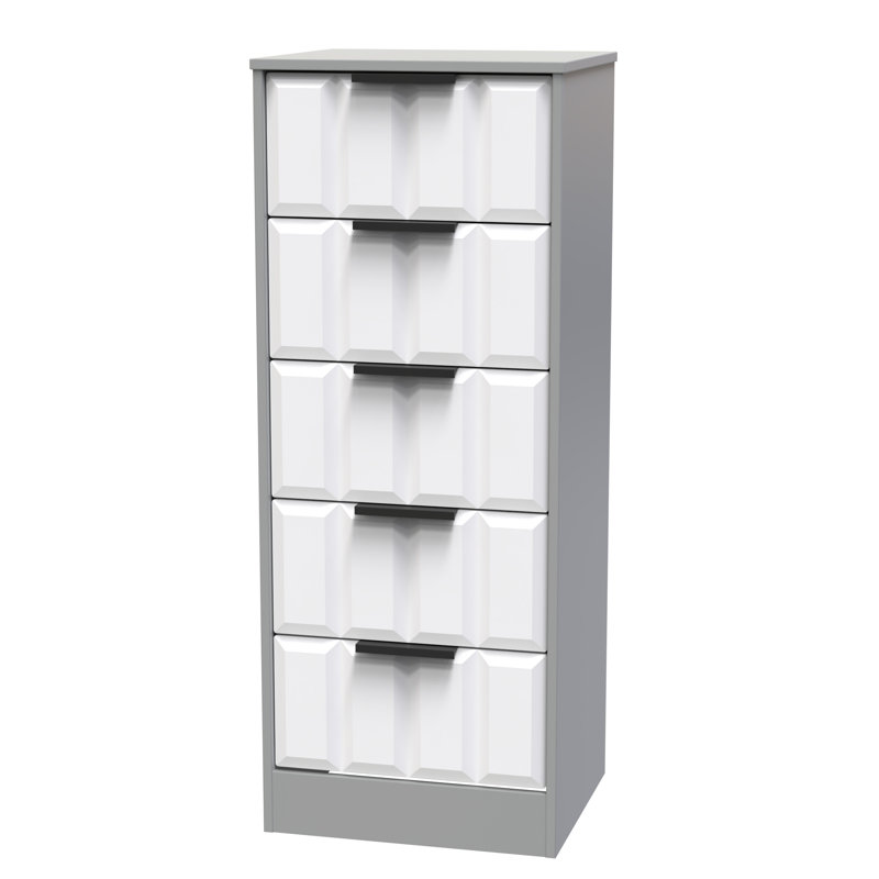 Arnesto Bedside Table, White Matt/Dusk Grey