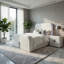 Ensemble de chambre à coucher grand lit, finition blanche, ensemble 2 pièces avec lit et table de chevet-127337361